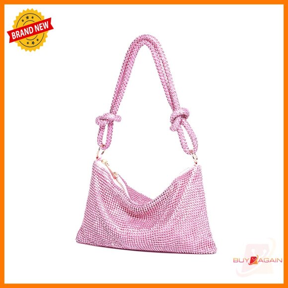 Handbags - Small Rhinestone Evening Clutch Bag with Shoulder Strap for Formal Events